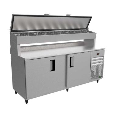 Imagem de Balcão De Serviço Refrigerado Condimentador 2,00 Metros Com Borda E Espelho Vbsrc20 220v - Venâncio