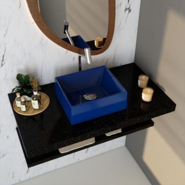 Imagem de Cuba De Apoio Para Banheiro Riviera Rt30 Retangular Compace Azul Escuro