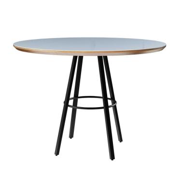 Imagem de Mesa De Jantar Boston Class Aço Carbono Preto Redonda Nozes 1.10 Cm Vidro Branco