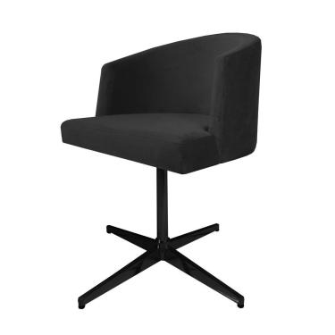 Imagem de Cadeira Poltrona Base Preto Giratoria Estofada Arkadina Suede Preto
