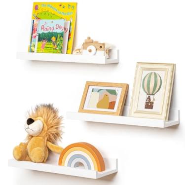 Imagem de FLYJOE Prateleira Para Quadros De Parede, 16" Madeira Maciça Pinho, 3 Unidades, Prateleiras Livros Berçário, Flutuantes, Quarto Infantil, Banheiro, Sala Estar, Porta-Retratos, Decoração Parede Escri