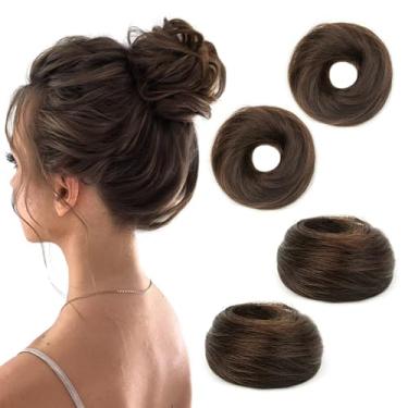 Imagem de TANJET Elástico De Cabelo Humano Para Coque #Castanho Escuro, Elástico, Fofo, Desgrenhado, Coques Bagunçados, Rabo Cavalo, Extensões Mulheres (#02 2 Peças)