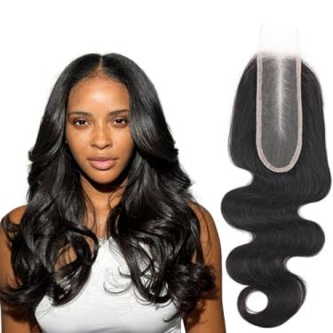 Imagem de RLNNRS 2X6 Body Wave Hd Transparente Fecho De Renda 14" Molhado E Ondulado 10A Cabelo Humano Virgem Brasileiro Natural Preto