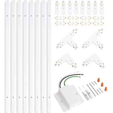 Imagem de VANoopee Trilhos De Iluminação Trilho 26 Pés Altura, Brancos, Tipo Kit Com Conector Cobertura Flutuante, Tampas Extremidade, Alimentações Ao Vivo, Conectores It E L, Sistema Circuito Único Compatíve
