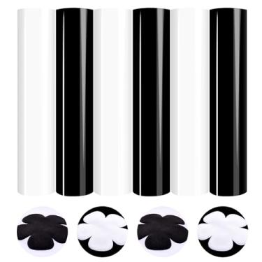 Imagem de HTVSTD Vinil Branco Para Transferência Térmica - 12'' X 10'' 6 Folhas Pretas E 3D Htv Passar A Ferro Camisetas