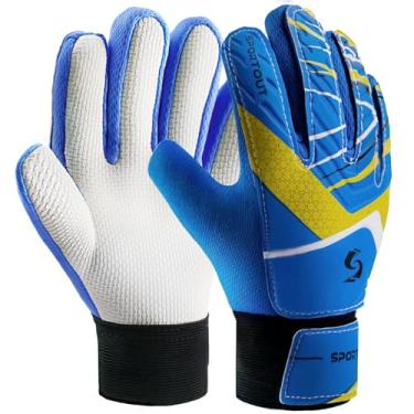 Imagem de Sportout Luvas De Goleiro Infantil, Futebol Com Proteção Dupla Para O Pulso E Material Látex Antiderrapante Resistente Ao Desgaste Evitar Lesões (Azul, Tamanho 8 Adequado Adultos)