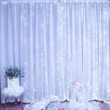 Imagem de Generic 300 Luzes De Cortina Led Branco Quente, Cordão Usb 3M Com Controle Remoto, 8 Modos Para Uso Interno/Externo, Decoração Perfeita Quarto, Casamentos, Festas E Feriados (1, Branco)