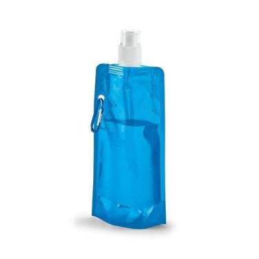 Imagem de Squeeze garrafa de água garrafinha dobrável levar na bolsa para academia 460ml Transparente (Azul claro,1)