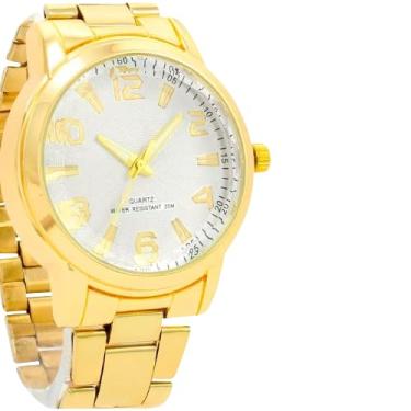 Imagem de Kit Feminino Relogio Dourado Moderno Exclusividade Colar Ouro Brincos Strass Caixa Premium Presente Elegante Sofisticado Charme Beleza Qualidade Unica