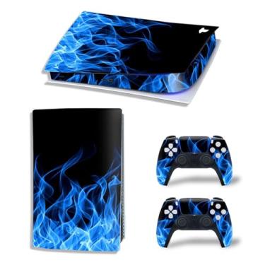 Imagem de Adesivo Skin para PS5 Digital Edition, capa de decalque de vinil para console e controle (azul)