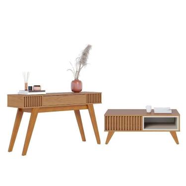 Imagem de Sala De Estar Com Aparador Rivieira E Mesa De Centro Jeri Freijó-off White Matte - Colibri Freijó-off White Matte