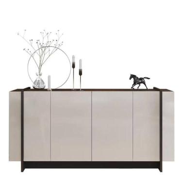 Imagem de Buffet Aparador Copacabana 4 Portas - Colibri Off White-nogueira Real-preto Off White-nogueira Real-preto