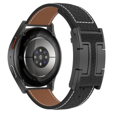 Imagem de CHANCHY Pulseira feminina de couro magnética compatível com Samsung Galaxy Watch 7 6 5 4 FE de 40 mm e 44 mm/Galaxy Watch 6/4 Classic de 47 mm, 43 mm, 46 mm, 42 mm/5 pro de 45 mm