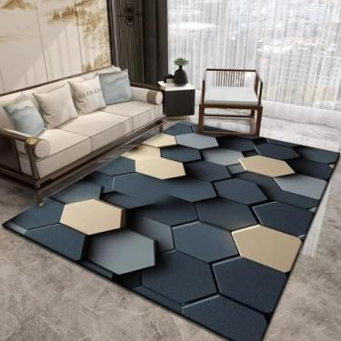 Imagem de Tapetes com estampa geométrica para sala de estar, abstrato, para sofá, quarto, tatame, macio (120x160 cm/flanela-4)