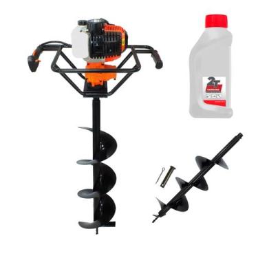 Imagem de Perfurador De Solo Gasolina 52cc + 2 Brocas 80x20 Vulcan Vps520 + Oleo