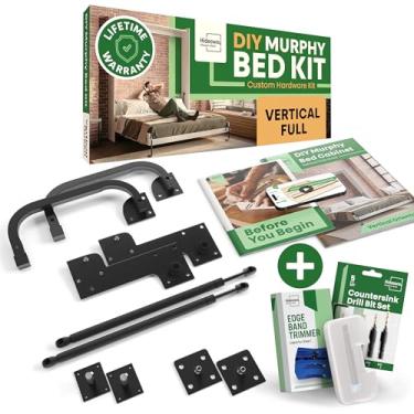 Imagem de Kit de cama DIY Murphy Full Vertical | Ferragens de cama Murphy para armário de parede, moldura completa vertical, kit de mecanismo de luxo com ferramentas bônus