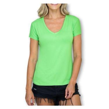 Imagem de Kit com 3 Blusas feminina podrinha basica gola v manga curta - Filó Mo