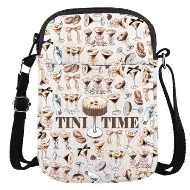 Imagem de GJTIM Espresso Martini Gift Martini Lover Gift Bachelorette Party Favor Tini Time Bolsa tiracolo para amantes de bebidas, Espresso Time Cr, Multifuncional