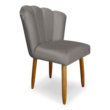 Imagem de Cadeira Pétala Decorativa Pés Palito Veludo Premium (CAPUCCINO)