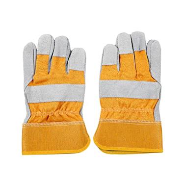 Imagem de Chusui Luvas de soldagem de couro resistente ao calor couro forja luvas de proteção das mãos na grade do forno de soldagem para churrasco lareiras canteiro de obras QL