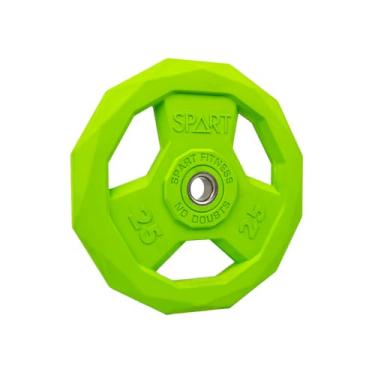 Imagem de SPART Placa de peso codificada por cores Placa de aderência padrão revestida de borracha de 1 polegada para barra, placas de peso de ferro fundido sólido para treinamento de força, levantame