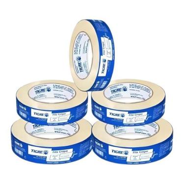 Imagem de Kit 05 Fita Crepe Media Uso Geral 24 Mm X 50 M Tigre Ref 2181-025
