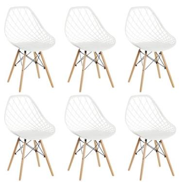 Imagem de Conjunto 6 Cadeiras para Sala de Jantar Clarice Cloe Madeira - Movesca