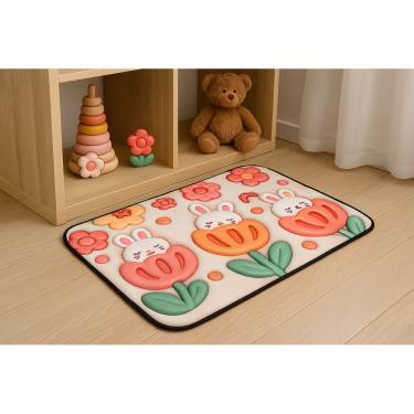 Imagem de Tapete Infantil Emborrachado E Antiderrapante 38x58cm - Florzinha