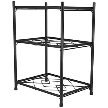 Imagem de KIMISS Rack de Maconha Com Várias Camadas - Organizador de Panela e Suporte de Panela Livre Livre para de Cozinha e Elétricas, Solução de Armazenamento para Serviços Pesados (Black Square Pot Rack