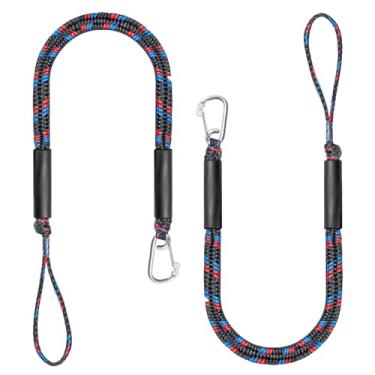 Imagem de Nogcay Corda de amarração de cordas de ancoragem para barco com 2 unidades de 1,2 m para ancoragem com clipe de aço inoxidável acessórios para barcos PWC, Snubber embutido, caiaque, embarcação, SeaDoo