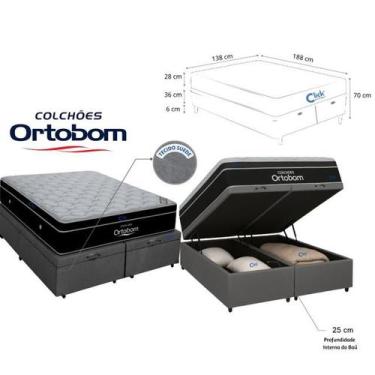 Imagem de Conjunto Colchão Ortobom Elegant Molas Ensacadas Cama Box Baú Bipartid