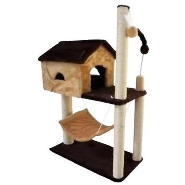 Imagem de Arranhador Casa com Rede - Pet F.A., Creme