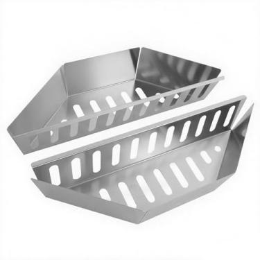 Imagem de Luoieo Cesta De Carvão Aço Inoxidável, Suporte Para Carvão, Compatível Com Acessórios Grelhar Weber, Recipiente Cestas Briquetes Carbono Contornados Briquetes, Madeira E Lascas (2 Peças)