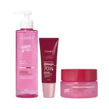 Imagem de Eudora Kit Niina Secrets Skin: Gel de Limpeza 300g + Sorbet Firmador Facial 80g + Protetor Solar Facial Antioleosidade FPS 70 40ml