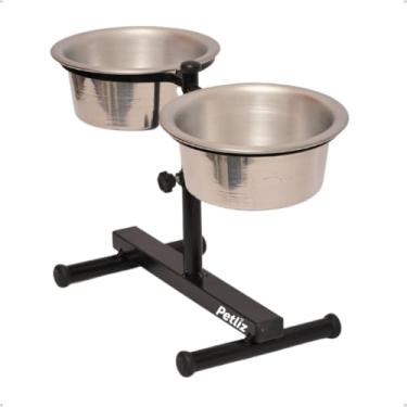 Imagem de Pote para ração pet tigela dupla altura ajustável comedouro automático para gatos e cães(Grande)