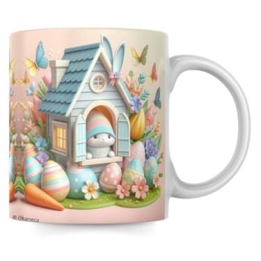 Imagem de Caneca Páscoa Efeito 3D Casinha Coelho Cenoura Chocolate - 325ml (5)