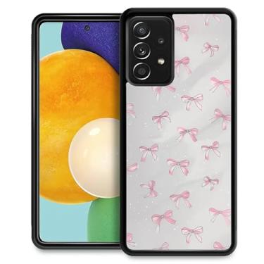 Imagem de Punmada Compatível com Samsung Galaxy A53 5G Capa para celular criativa painel traseiro de acrílico alça de proteção de silicone especialmente projetada para Samsung Galaxy A53 5G lindos laços rosa