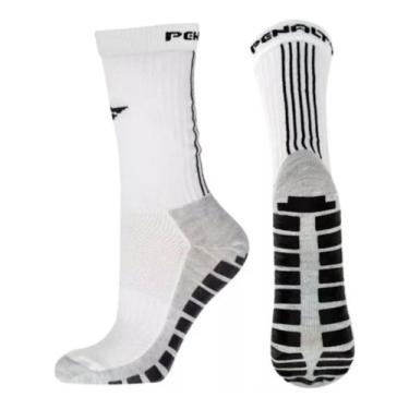 Imagem de Meia Cano Alto Penalty Esportiva Anti Derrapante Futebol Pró, Branco