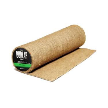 Imagem de VViViD Rolo de tecido de serapilheira (43 cm x 7,6 m) juta natural para artesanato DIY, decorações de casamento, embrulho de presente e detalhes em casa