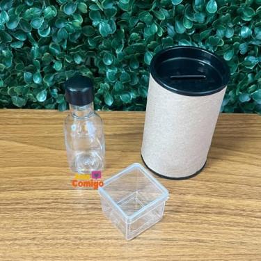 Imagem de Kit Festa 60 Lembrancinhas Acrícilico Caixinhas Cofrinhos e Garrafinhas - Fala Comigo (Preto)