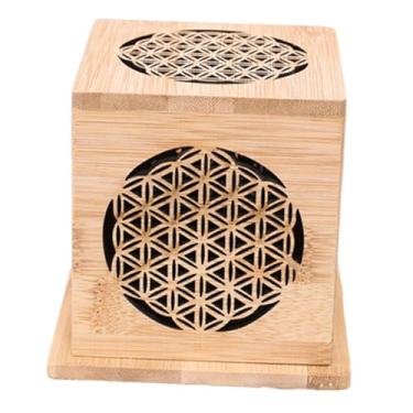 Imagem de Fenteer Caixa de incenso de bambu com ornamentos vazados esculpidos à mão para decoração de casa, porta-incenso para sala de chá, escritório, meditação, Style C