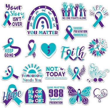 Imagem de JAPBOR Ímã de conscientização da prevenção do suicídio - 20 peças de adesivos magnéticos de fita roxa azul-petróleo, decoração, Dia Mundial de Prevenção de Suicídio, Esperança Fé, Decalques de