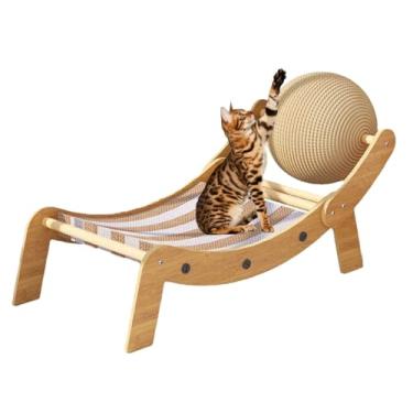 Imagem de Espreguiçadeira para Gatos | Arranhador para Gatos | Rampa Com Bola Rolante Tapete De Brinquedo Para Exterior E Interior Apartamentos Brincadeira E Carro Com Mesa De Exercício