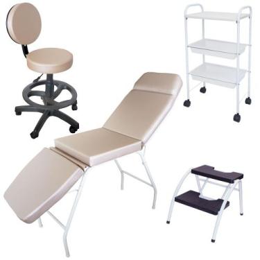 Imagem de Kit Estética Rosê Maca 3 pos Mocho Escada e Carrinho Estr BR - For-ty