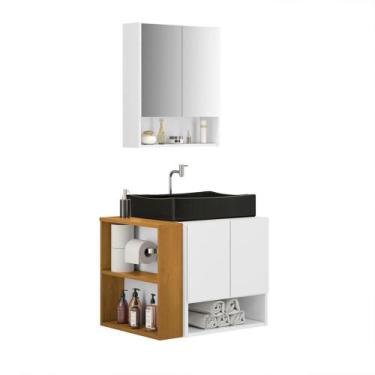 Imagem de Gabinete Troia Cuba Dalla Preta Torneira Inox Valvula Click - Loja Doc