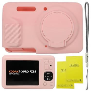 Imagem de SZHSYJY Capa para acessórios Kodak PIXPRO FZ55, FZ55, capa protetora de silicone macio, capa de lente removível, vem com 2 protetores de tela e 1 alça de pulso. (rosa desbotado)