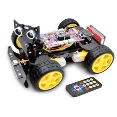 Imagem de Adeept Kit de carro inteligente 4WD (compatível com Arduino IDE), rastreamento de linha, rastreamento de luz, prevenção de obstáculos, servo motor, tela OLED, campainha, tela LED Dot Matrix