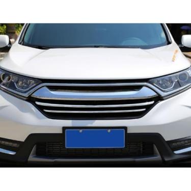 Imagem de Kit de carroceria de grade de corrida para para-choques de carro, tira decorativa traseira compatível com CRV 2017-2020 parte externa (tira decorativa frontal prateada)