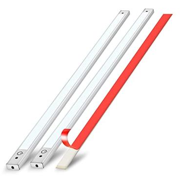 Imagem de Phonar Pacote com 2 lâmpadas LED sob o armário 4000K com adaptador de 12V e interruptor de sensor sob iluminação do armário com fio para cozinha, guarda-roupa, corredor, escadas, corredor (branco frio)