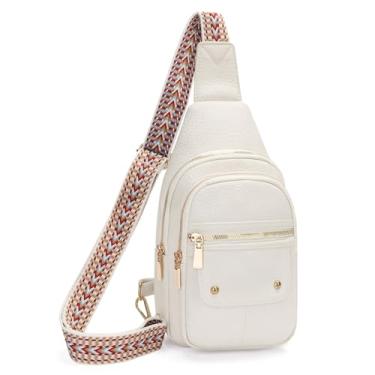 Imagem de GOIACII Bolsa tiracolo feminina antifurto bolsa de viagem pochete de couro, Bege